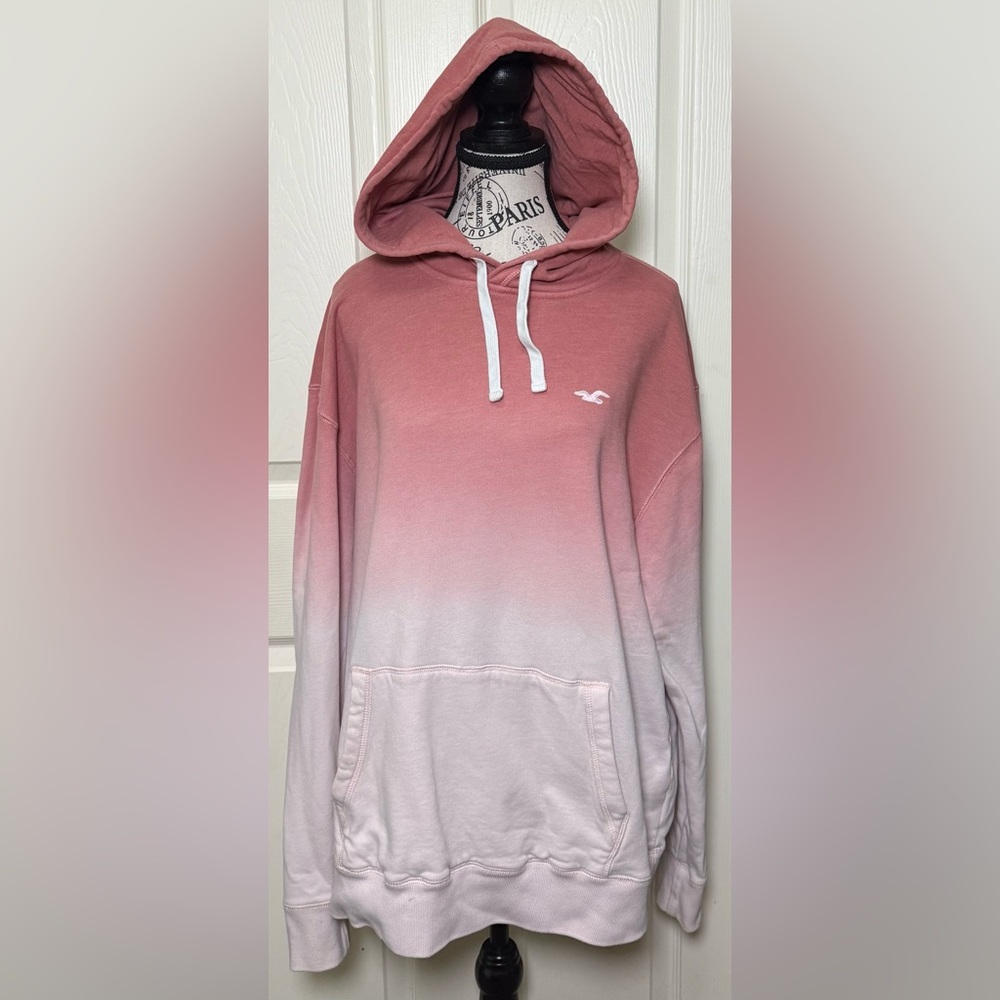 Hollister Pink and White Ombre Sweatshirt